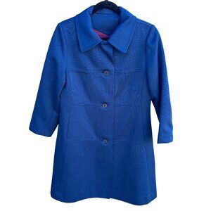 Bullocks Wilshire Vintage 60s 70s Womens Royal Blue‎ A Line Mod Coat Overcoat L